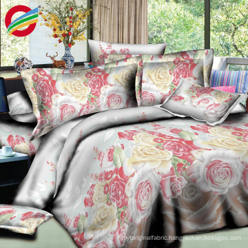 100% polyester 3d big flower design print bed sheet fabric